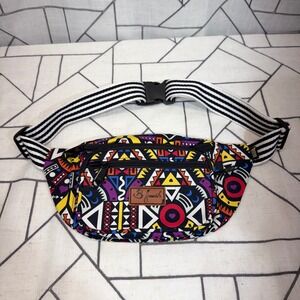 B Fresh Fanny Pack OS Multicolor Geometric‎ Tribal Print Retro Waist Bag